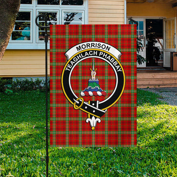 Morrison Red Modern Tartan Flag with Family Crest
