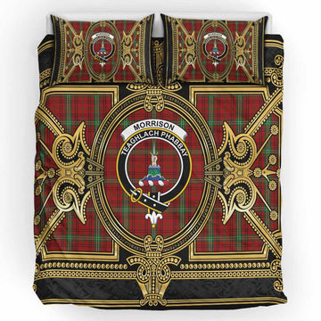 Morrison Scottish Tartan Crest Bedding Set Royal Stylized