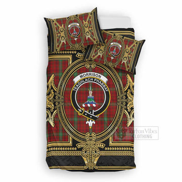 Morrison Scottish Tartan Crest Bedding Set Royal Stylized