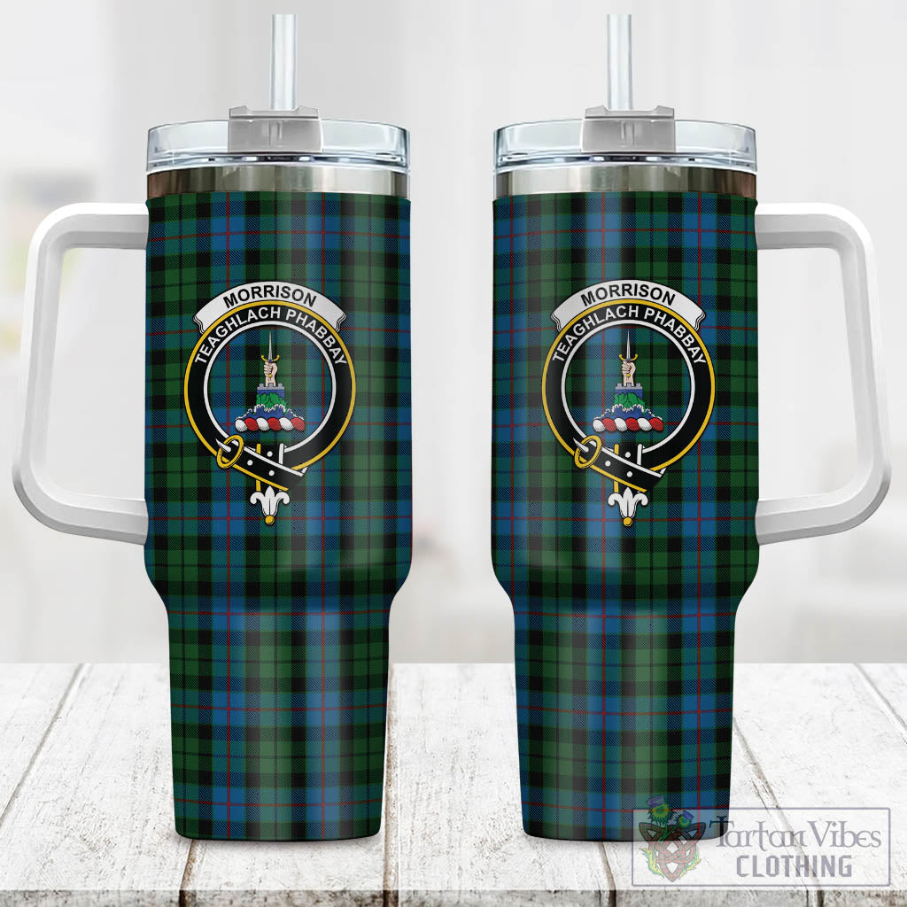 Tartan Vibes Clothing Morrison Society Tartan and Family Crest Tumbler with Handle
