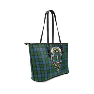 Morrison Society Tartan Leather Tote Bag with Family Crest
