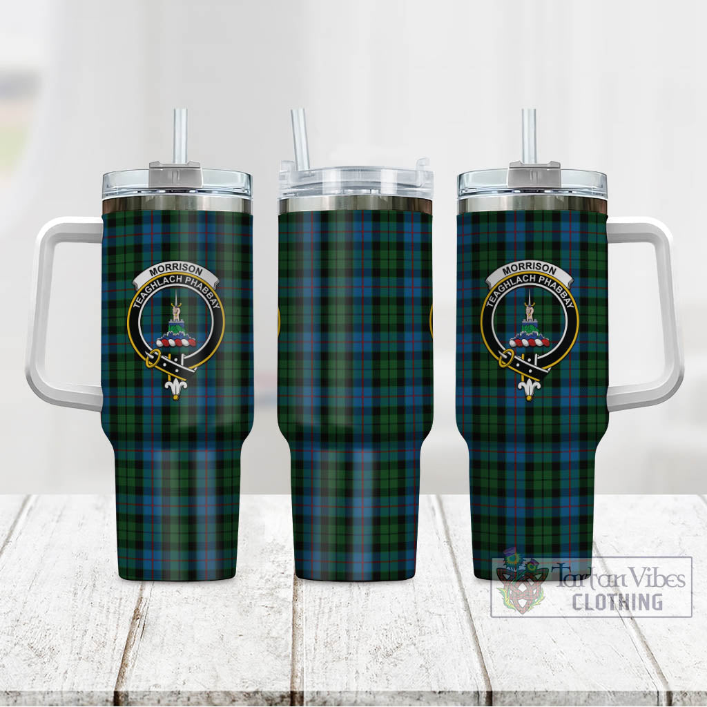 Tartan Vibes Clothing Morrison Society Tartan and Family Crest Tumbler with Handle