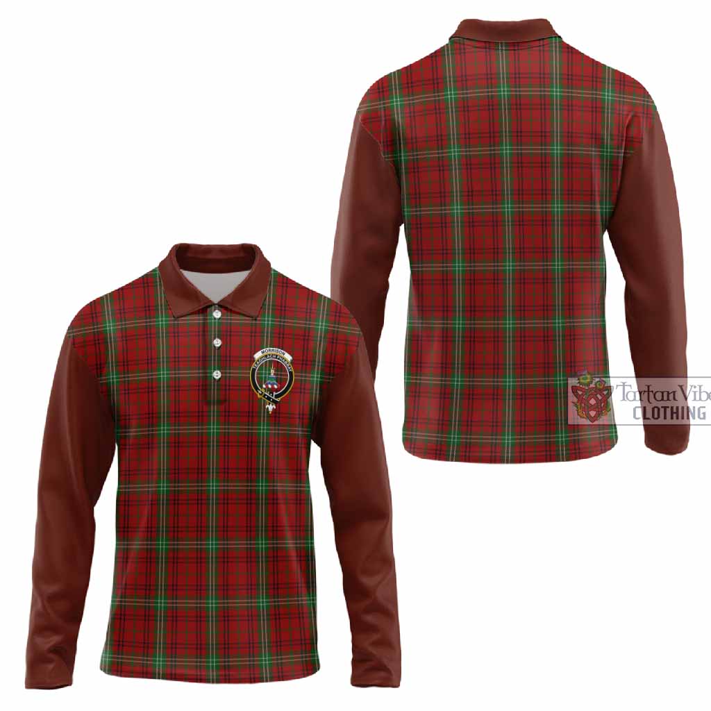 Morrison Tartan Accent Long Sleeve Polo Shirt with Family Crest