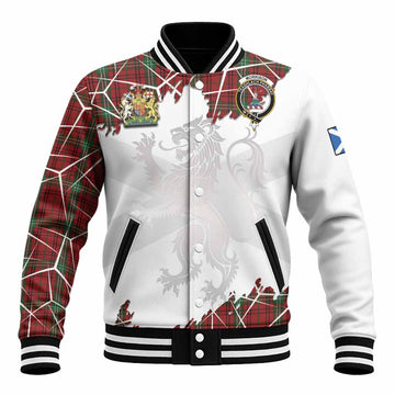 Morrison Tartan Baseball Jacket with Family Crest and Lion Rampant Grunge Style