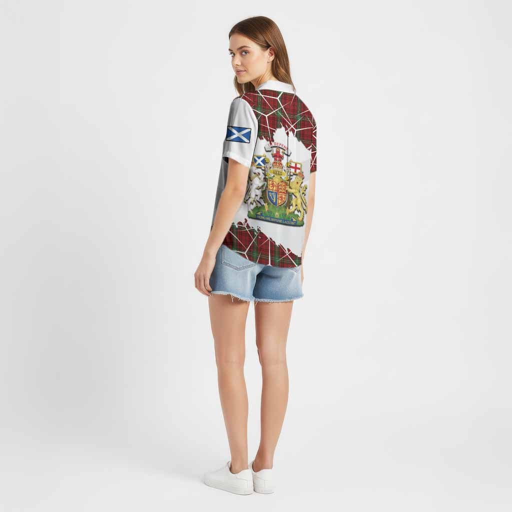 Morrison Tartan Cotton Hawaiian Shirt with Family Crest and Lion Rampant Grunge Style