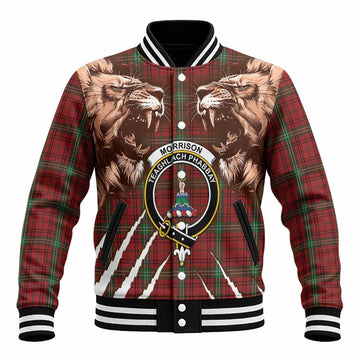 Morrison Tartan Crest Baseball Jacket Ferocious Lion Style