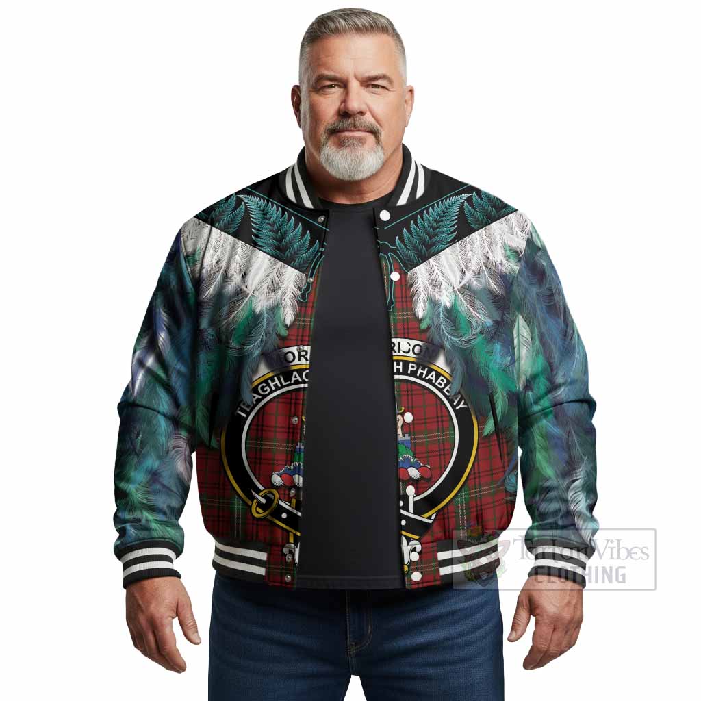 Morrison Tartan Crest Baseball Jacket New Zealand Maori Korowai Cloak