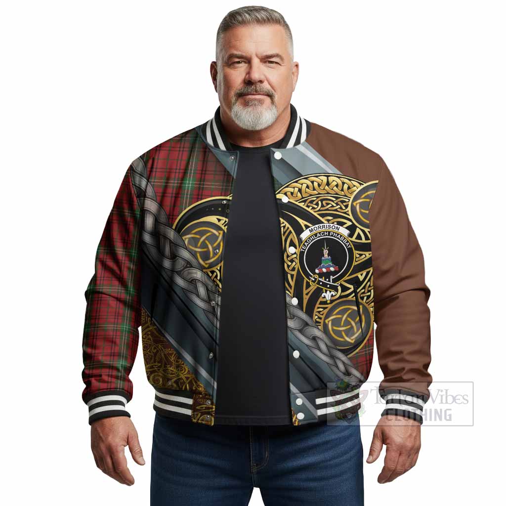 Morrison Tartan Crest Baseball Jacket Scottish Triskele Celtic