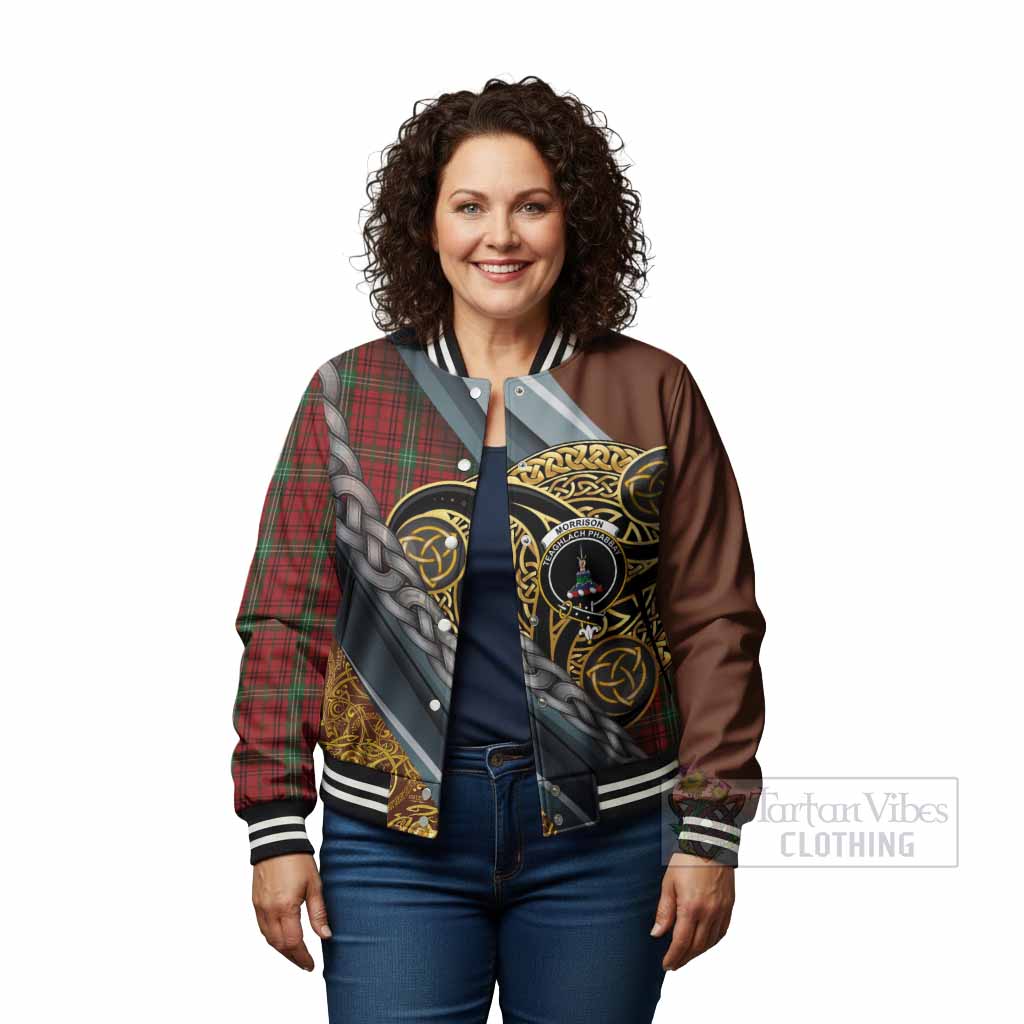 Morrison Tartan Crest Baseball Jacket Scottish Triskele Celtic