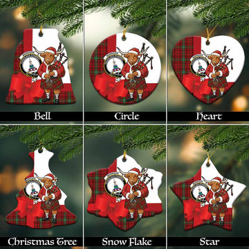 Morrison Tartan Crest Christmas Ceramic Ornament Highland Cow Bagpipes Coquette Bow Style