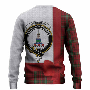 Morrison Tartan Crest Christmas Christmas Ugly Sweater Highland Cow Bagpipes Coquette Bow Style