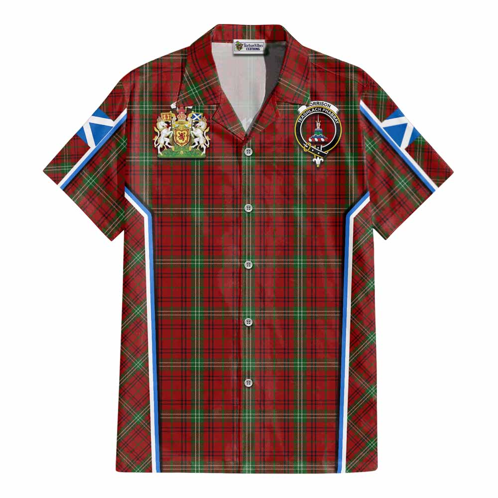 Morrison Tartan Crest Cotton Hawaiian Shirt Scotland Coat of Arm Flag Style - Tartan Vibes Clothing