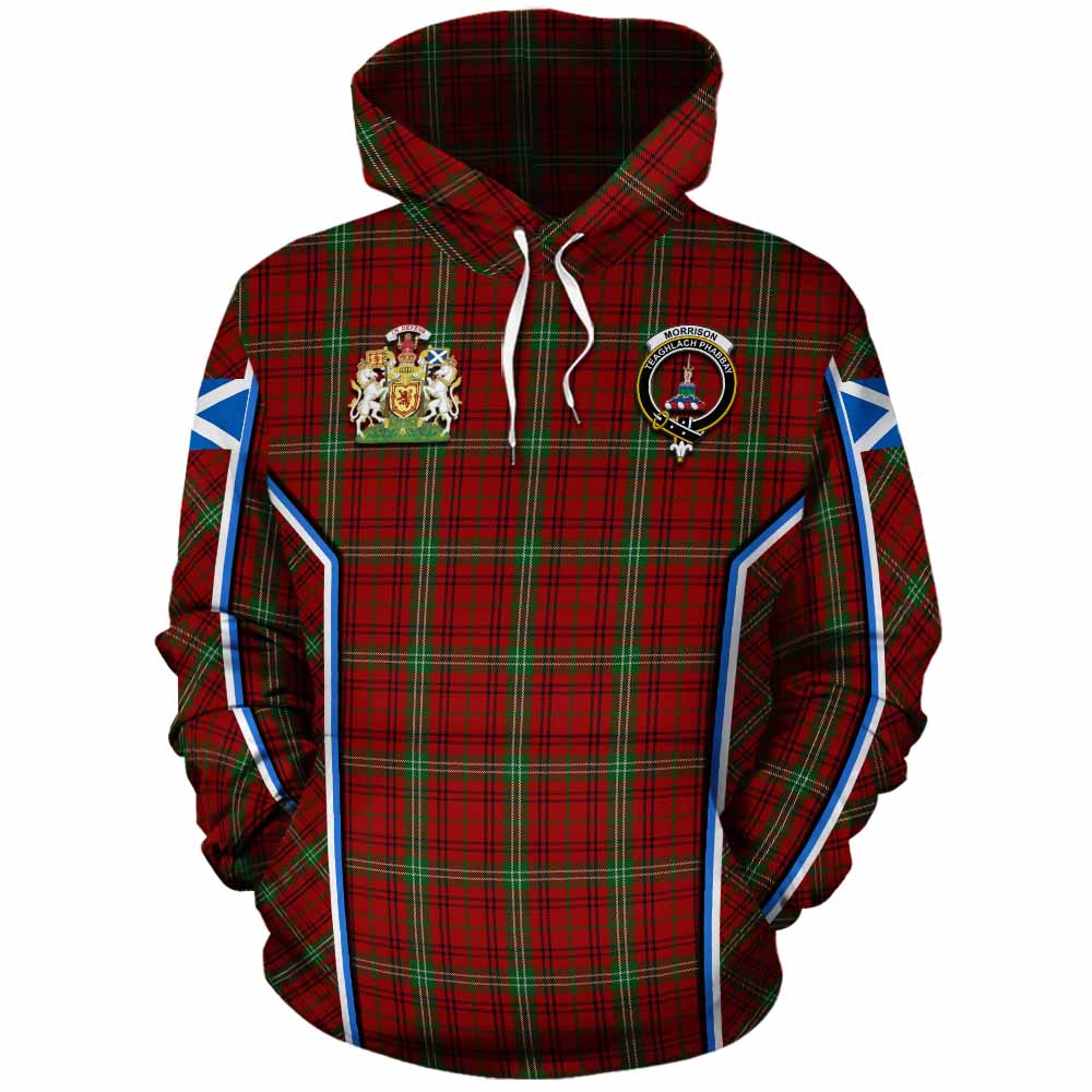 Morrison Tartan Crest Cotton Hoodie Scotland Coat of Arm Flag Style - Tartan Vibes Clothing