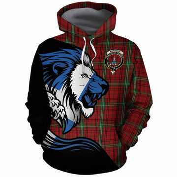 Morrison Tartan Crest Cotton Hoodie Scottish Golden Lions Wave Flow