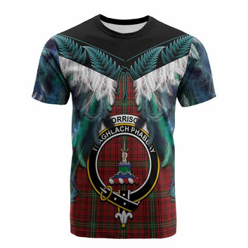 Morrison Tartan Crest Cotton T-shirt New Zealand Maori Korowai Cloak