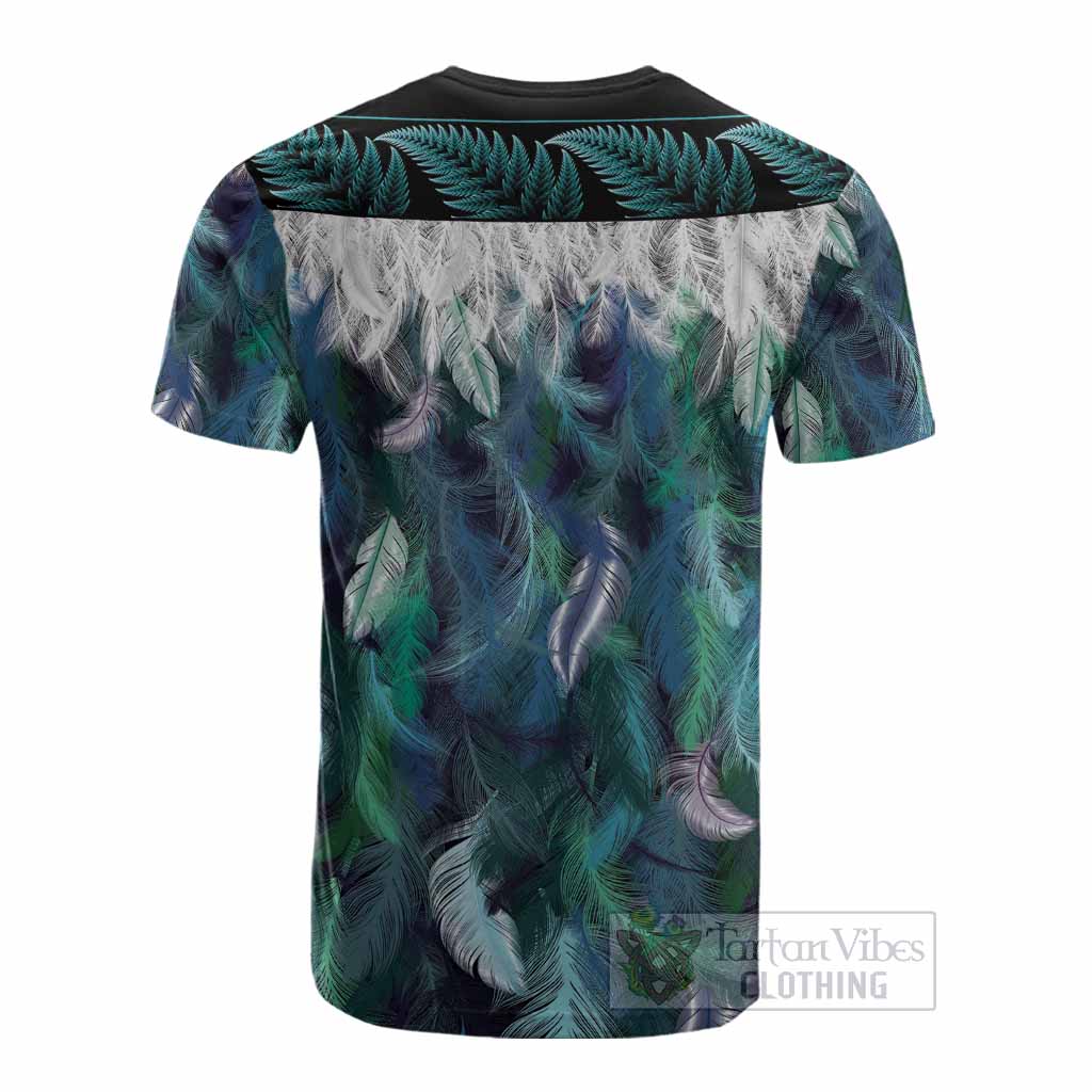 Morrison Tartan Crest Cotton T-shirt New Zealand Maori Korowai Cloak