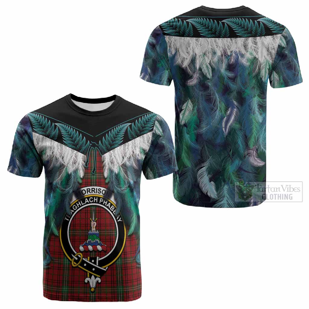 Morrison Tartan Crest Cotton T-shirt New Zealand Maori Korowai Cloak