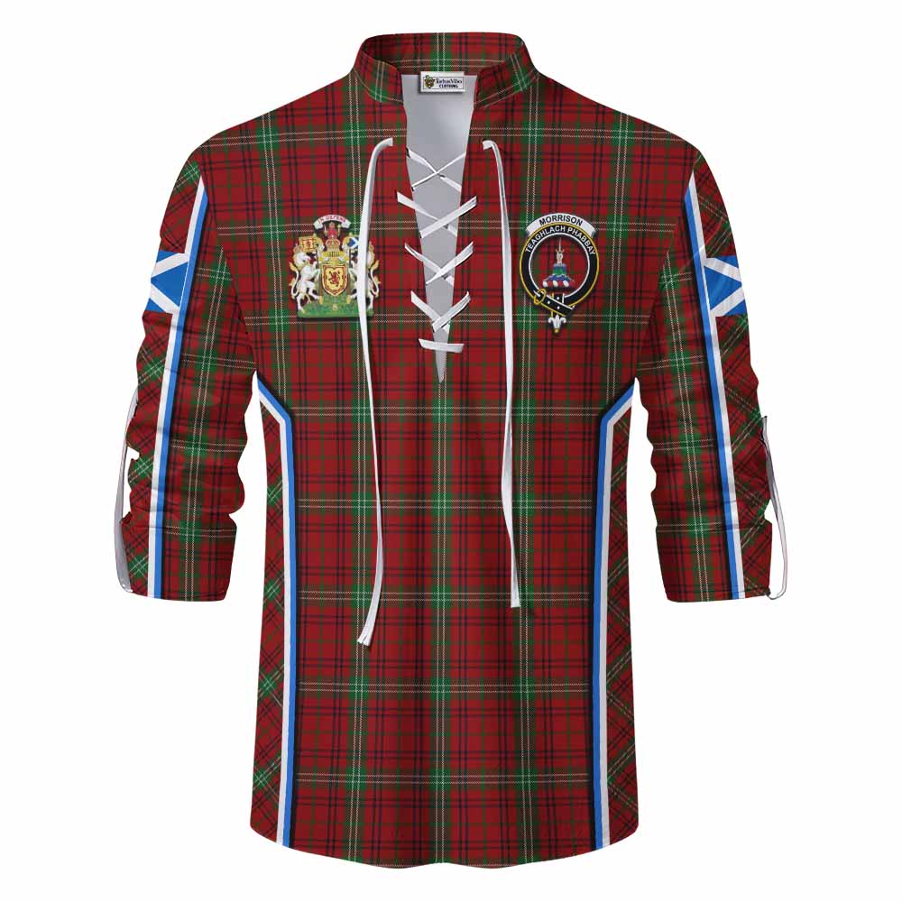 Morrison Tartan Crest Ghillie Kilt Shirt Scotland Coat of Arm Flag Style - Tartan Vibes Clothing