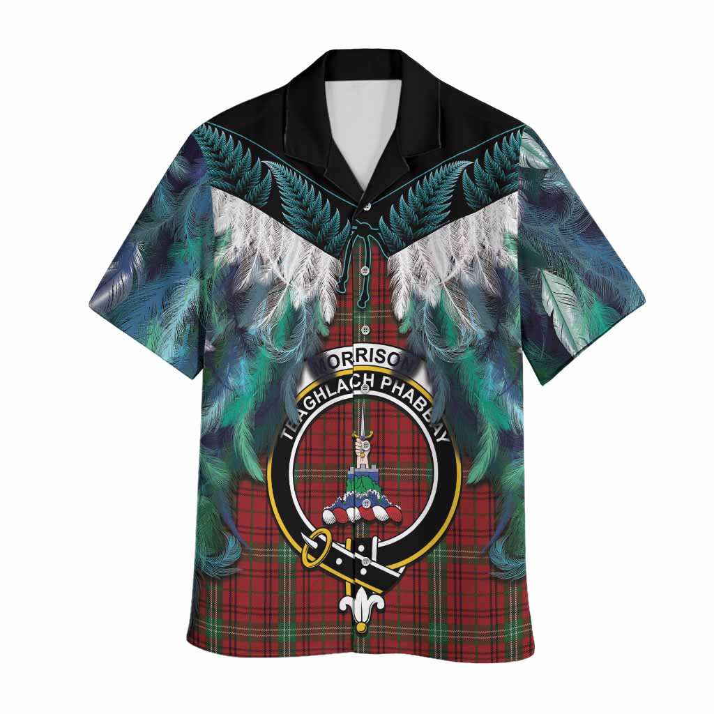 Morrison Tartan Crest Hawaiian Shirt New Zealand Maori Korowai Cloak