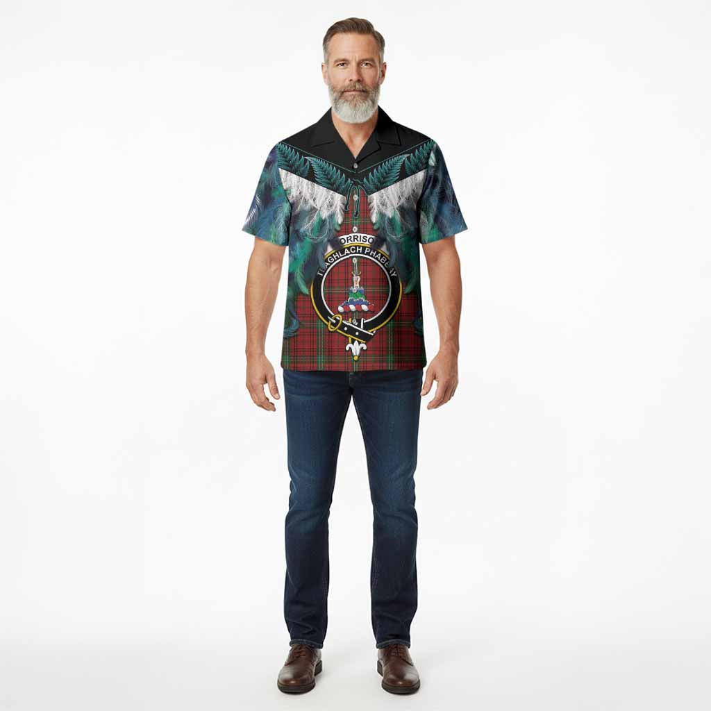 Morrison Tartan Crest Hawaiian Shirt New Zealand Maori Korowai Cloak