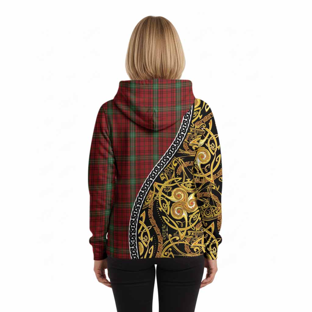 Morrison Tartan Crest Hoodie Celtic Knot and Triple Trickle Spiral Symbols