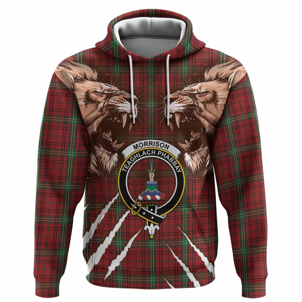 Morrison Tartan Crest Hoodie Ferocious Lion Style