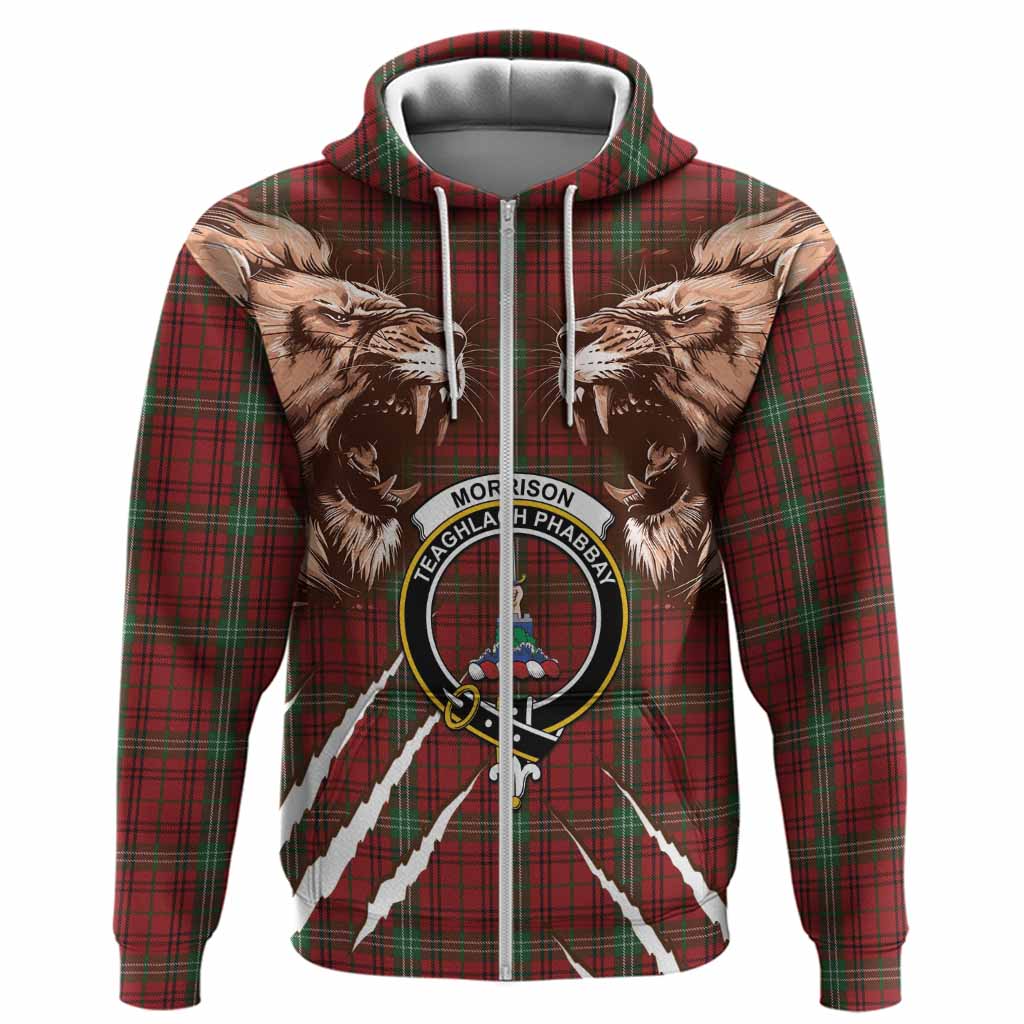 Morrison Tartan Crest Hoodie Ferocious Lion Style