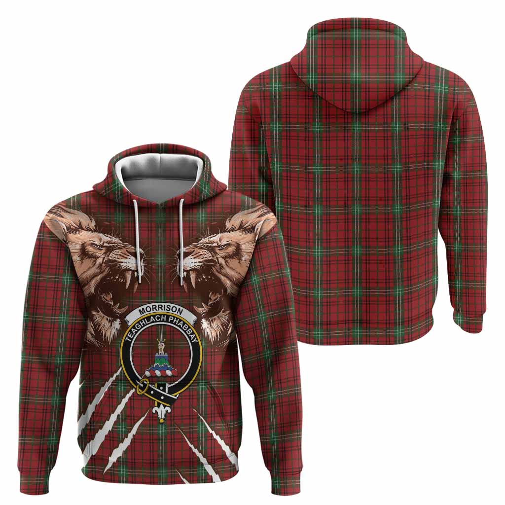 Morrison Tartan Crest Hoodie Ferocious Lion Style