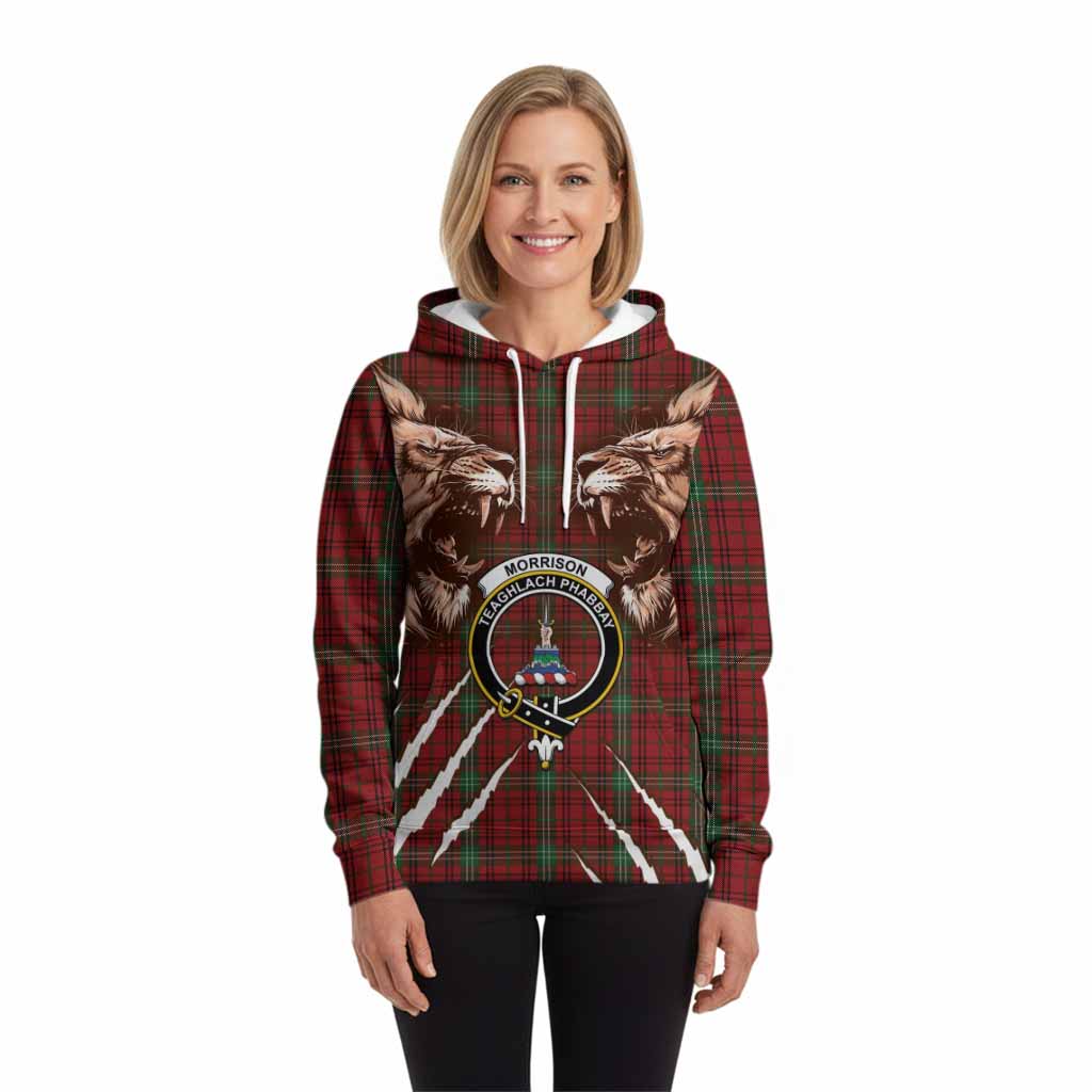 Morrison Tartan Crest Hoodie Ferocious Lion Style