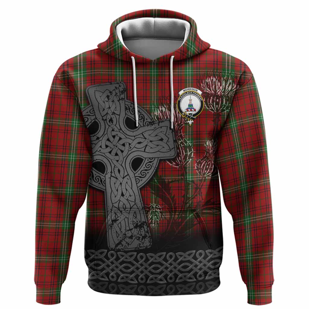 Morrison Tartan Crest Hoodie Grunge Celtic Cross Scottish Thistle