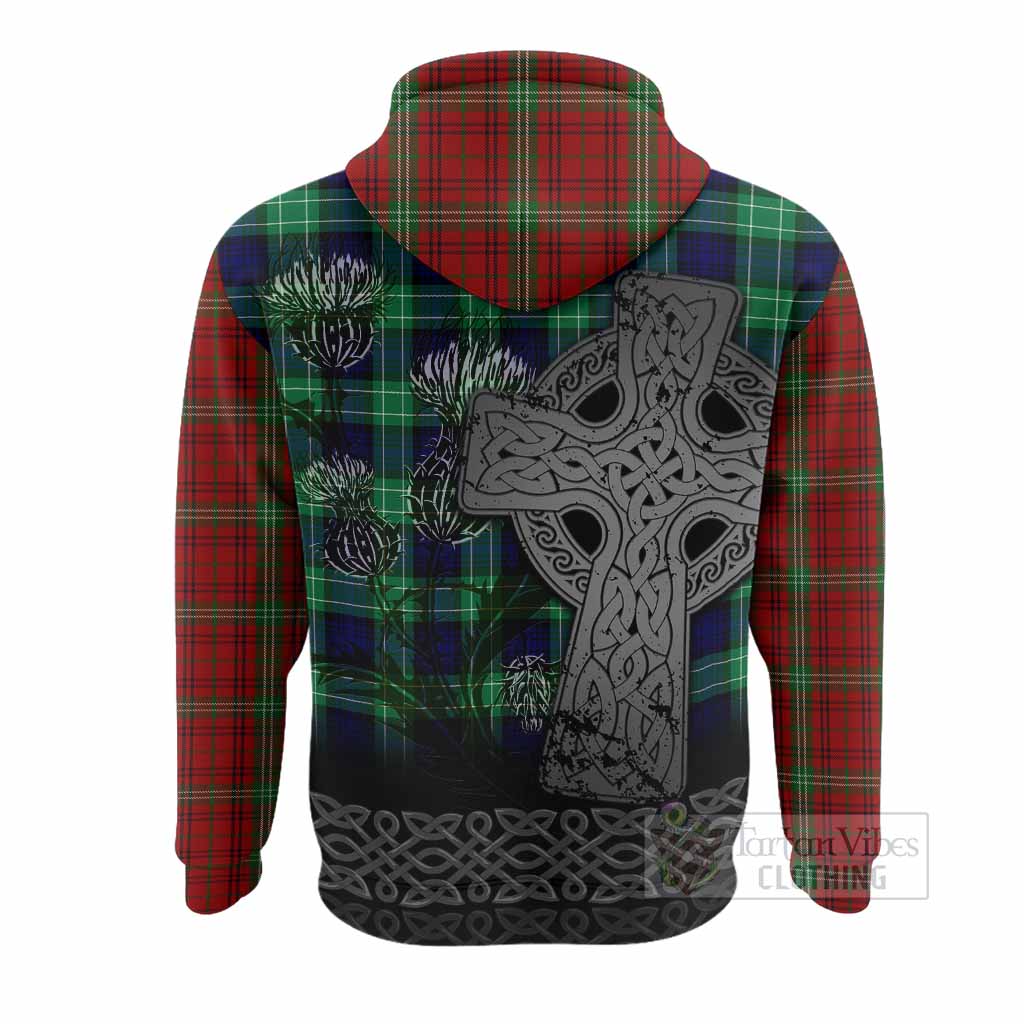 Morrison Tartan Crest Hoodie Grunge Celtic Cross Scottish Thistle