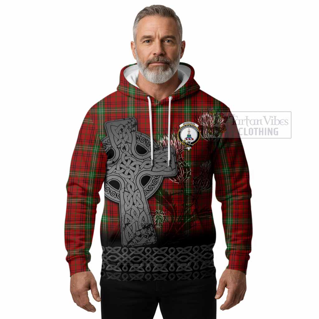 Morrison Tartan Crest Hoodie Grunge Celtic Cross Scottish Thistle
