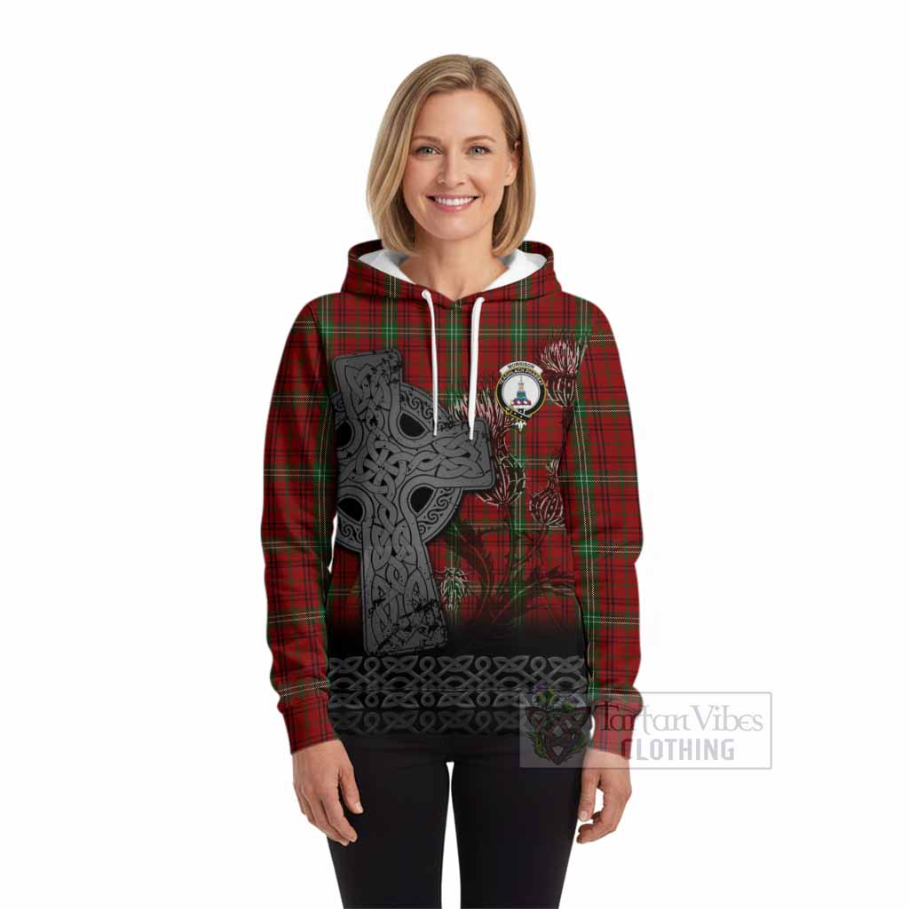 Morrison Tartan Crest Hoodie Grunge Celtic Cross Scottish Thistle