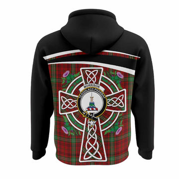 Morrison Tartan Crest Hoodie Scottish Thistle Celtic Cross Alba Gu Brath