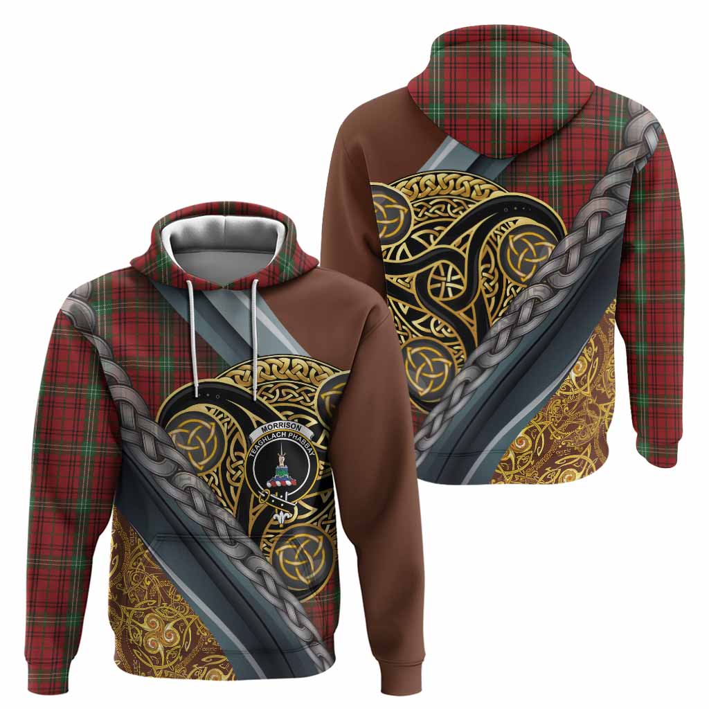 Morrison Tartan Crest Hoodie Scottish Triskele Celtic