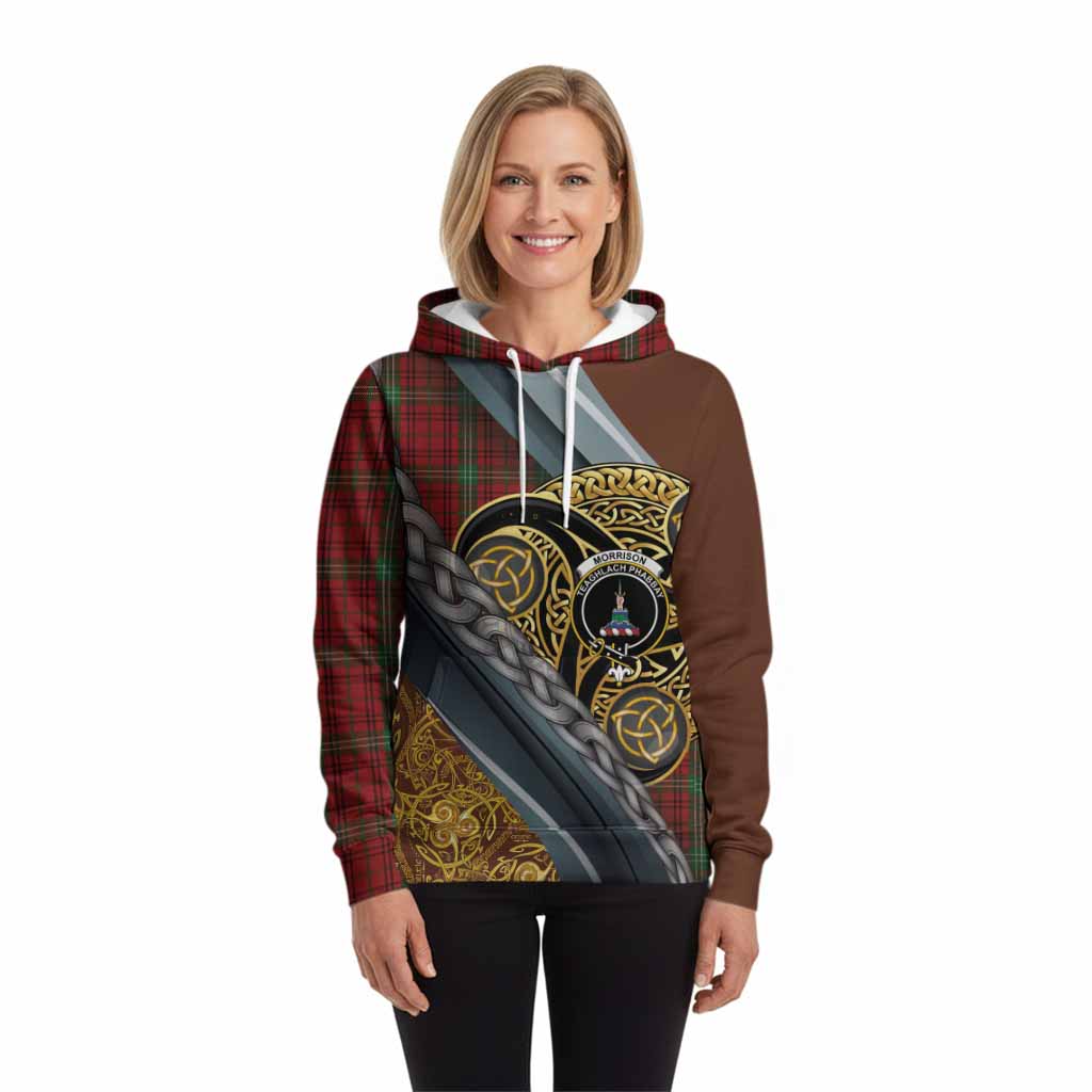 Morrison Tartan Crest Hoodie Scottish Triskele Celtic