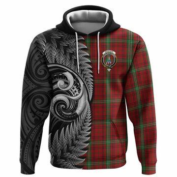 Morrison Tartan Crest Hoodie With New Zealand Silver Fern Maori Koru