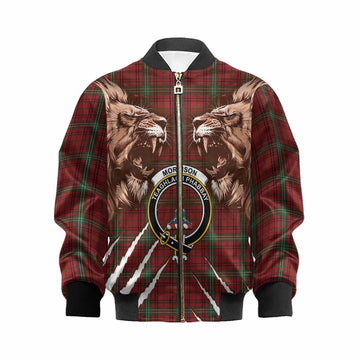 Morrison Tartan Crest Kid Bomber Jacket Ferocious Lion Style