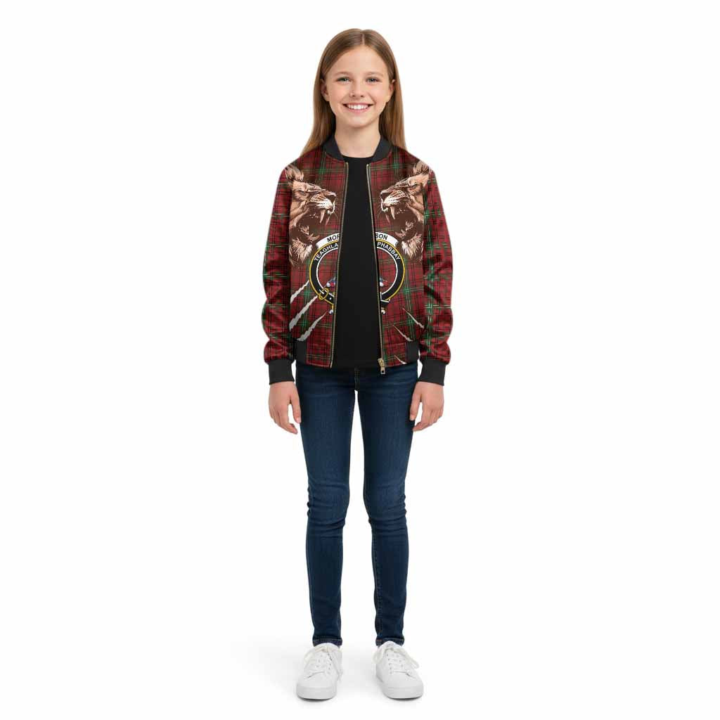 Morrison Tartan Crest Kid Bomber Jacket Ferocious Lion Style
