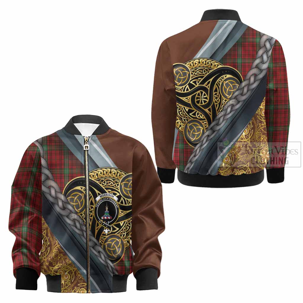 Morrison Tartan Crest Kid Bomber Jacket Scottish Triskele Celtic