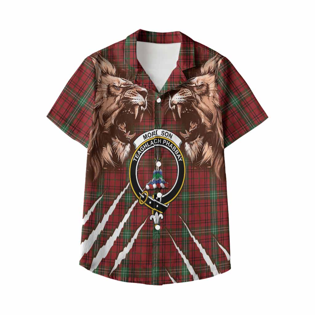Morrison Tartan Crest Kid Hawaiian Shirt Ferocious Lion Style