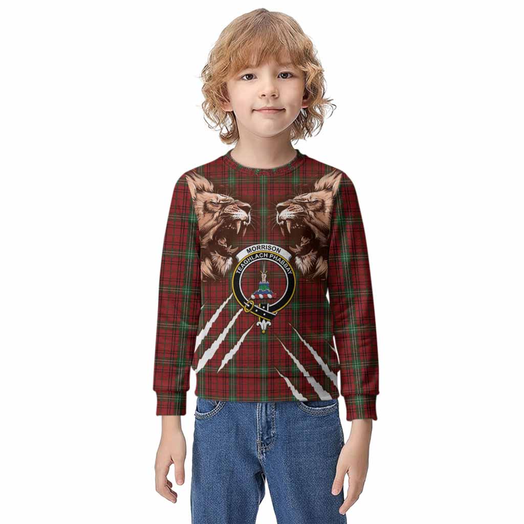 Morrison Tartan Crest Kid Knitted Sweatshirt Ferocious Lion Style