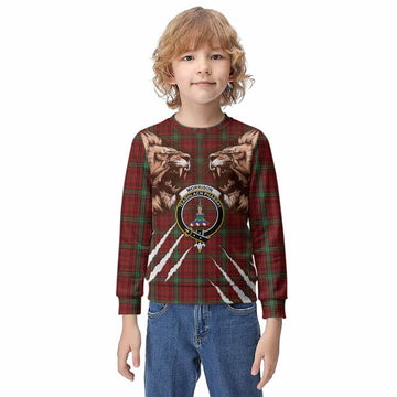 Morrison Tartan Crest Kid Knitted Sweatshirt Ferocious Lion Style