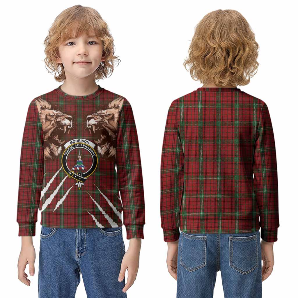 Morrison Tartan Crest Kid Knitted Sweatshirt Ferocious Lion Style