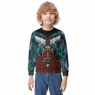 Morrison Tartan Crest Kid Knitted Sweatshirt New Zealand Maori Korowai Cloak