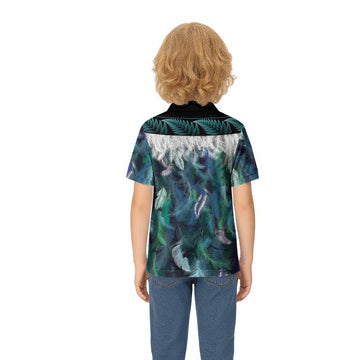 Morrison Tartan Crest Kid Polo Shirt New Zealand Maori Korowai Cloak