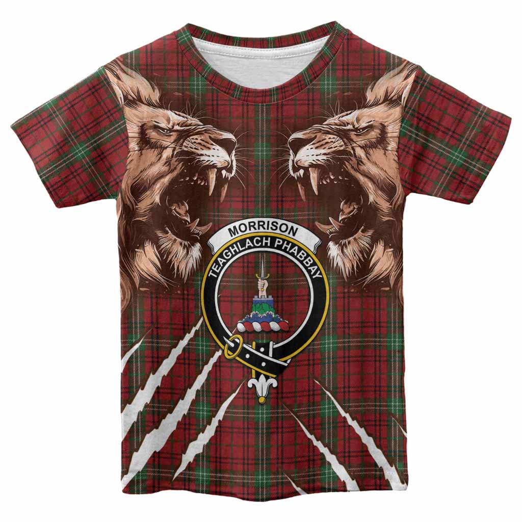 Morrison Tartan Crest Kid T-shirt Ferocious Lion Style