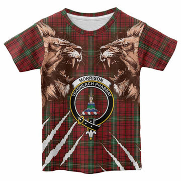 Morrison Tartan Crest Kid T-shirt Ferocious Lion Style