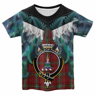Morrison Tartan Crest Kid T-shirt New Zealand Maori Korowai Cloak