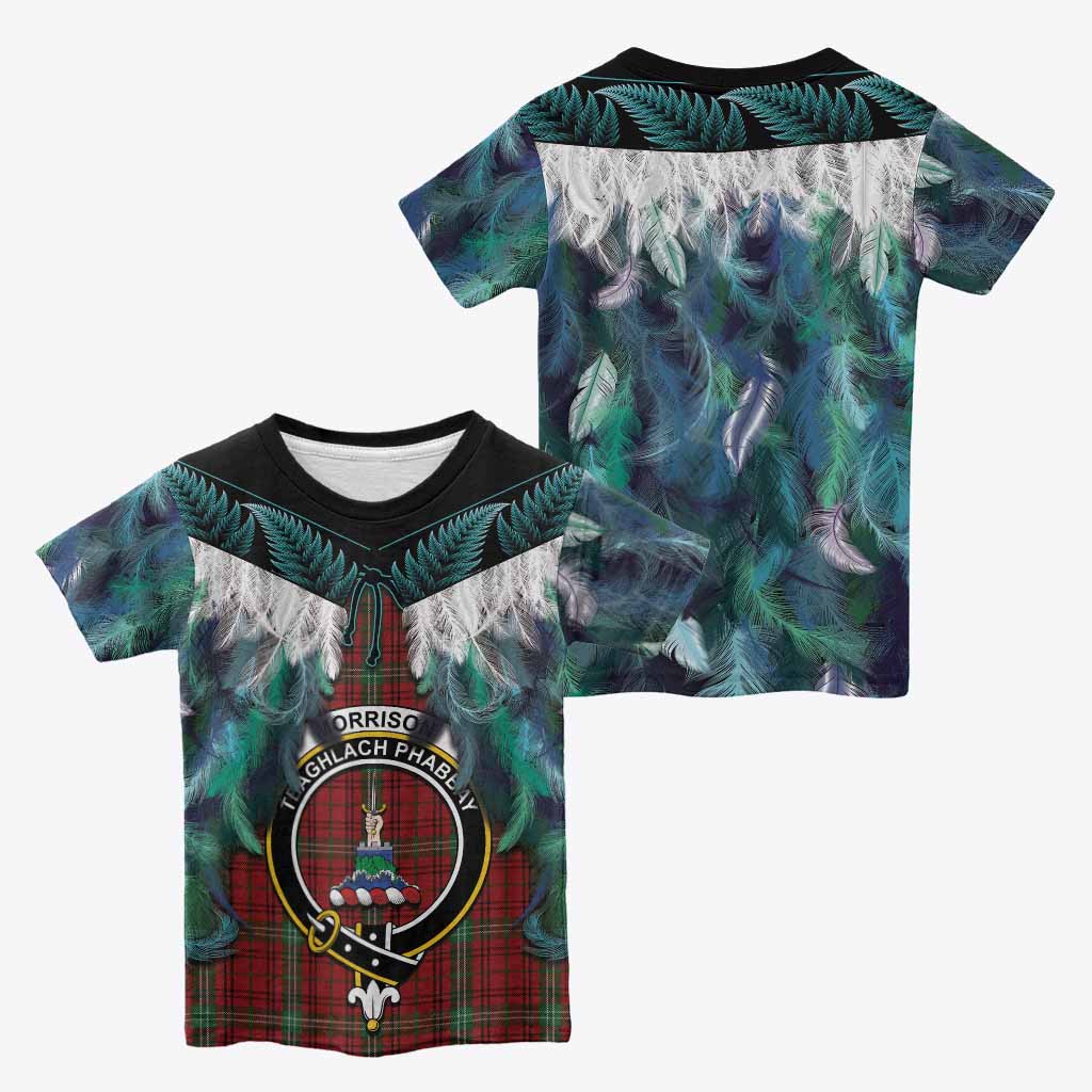 Morrison Tartan Crest Kid T-shirt New Zealand Maori Korowai Cloak
